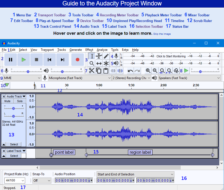 Audacity Project Window