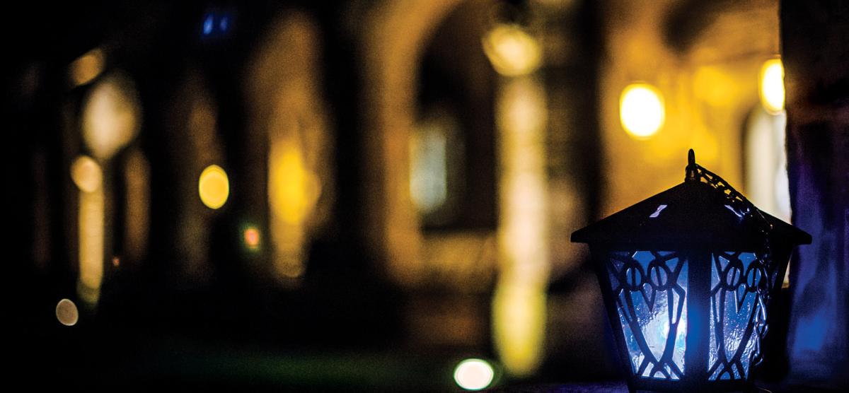 Dark Blue Lantern in the Cloisters