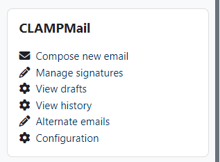 CLAMPMail block in a Moodle course.