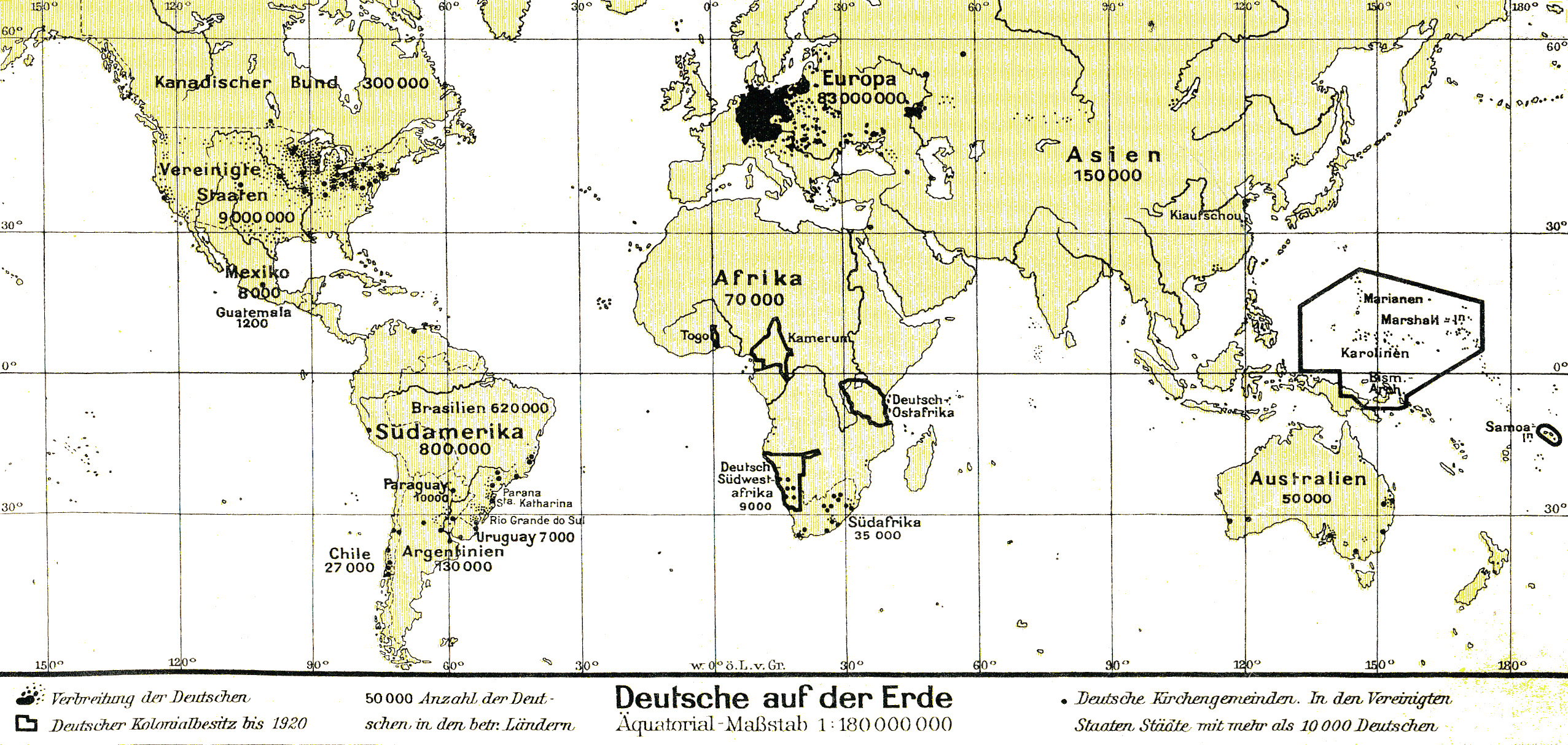 Pre-WWI Map of German-Speakers Across the Globe