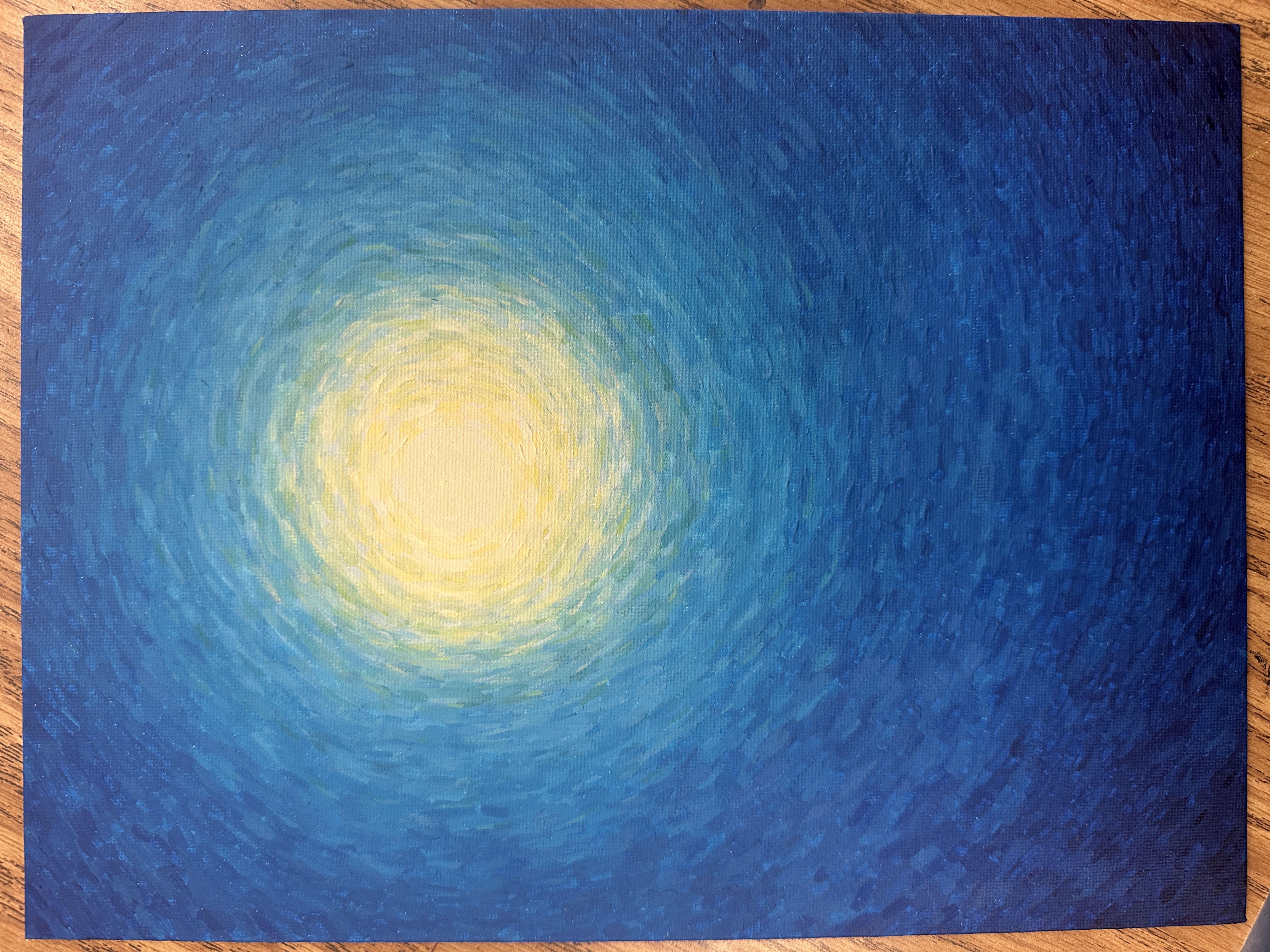 A painting, impressionist style, from a perspective of someone looking up at the sun from under water.
