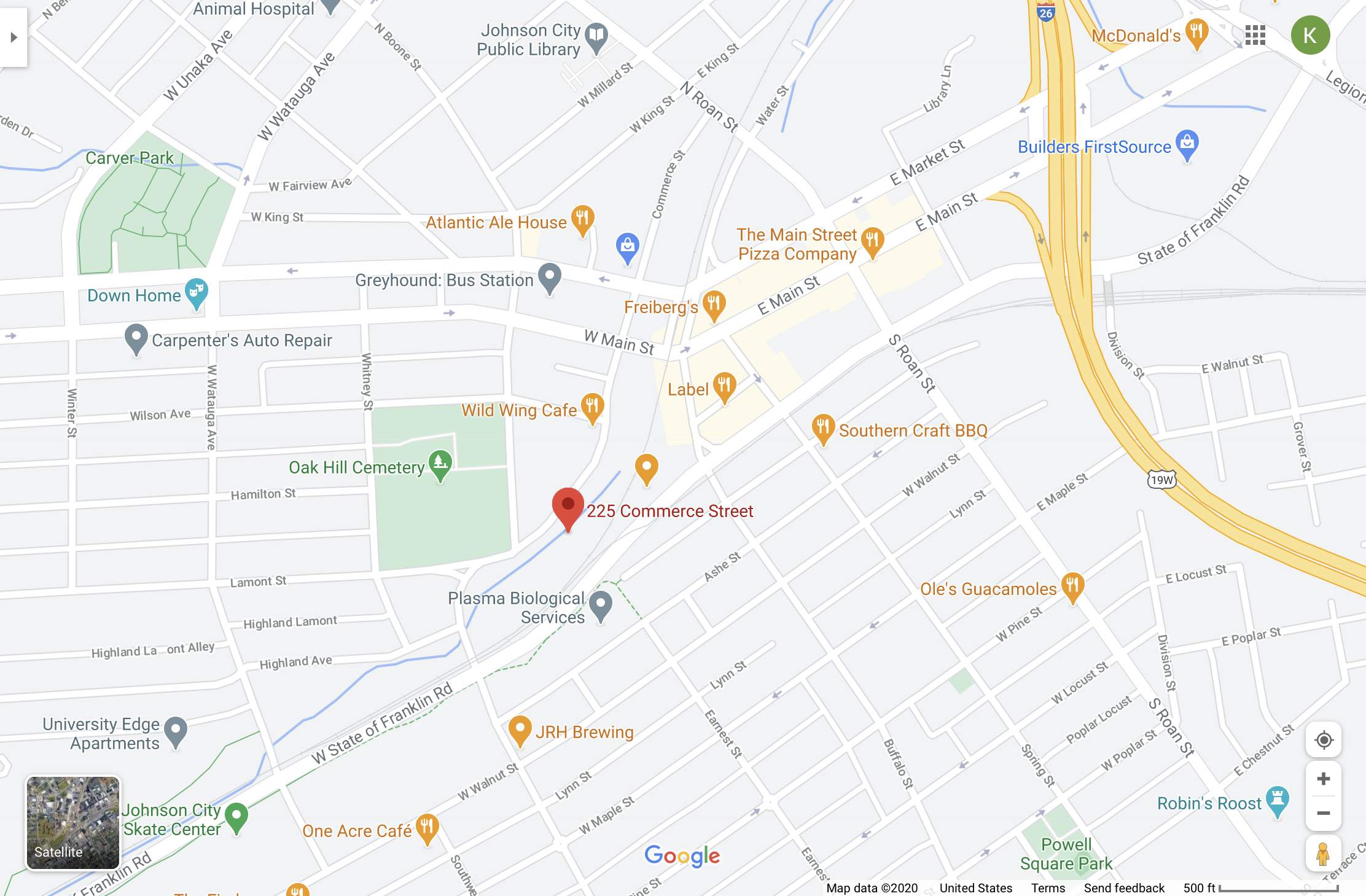 Map of Founder’s Park and Surrounding Area